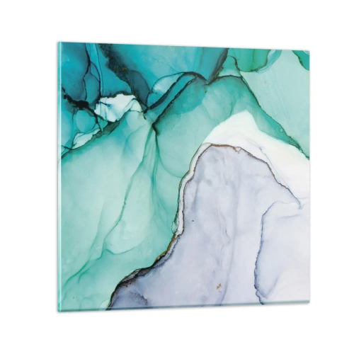 Quadro em vidro - Estudo em turquesa - 50x50 cm