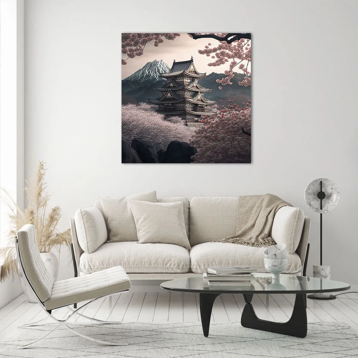 Quadro em vidro - A terra da flor de cerejeira - 30x30 cm