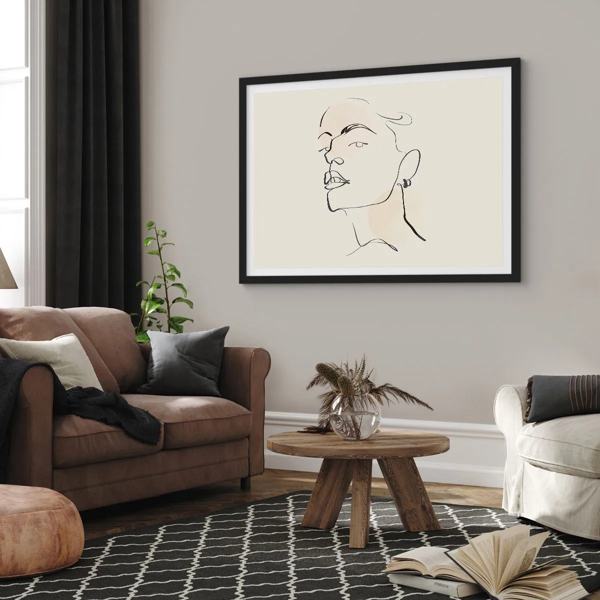 Pôster com moldura preta - Olhar orgulhoso - 91x61 cm