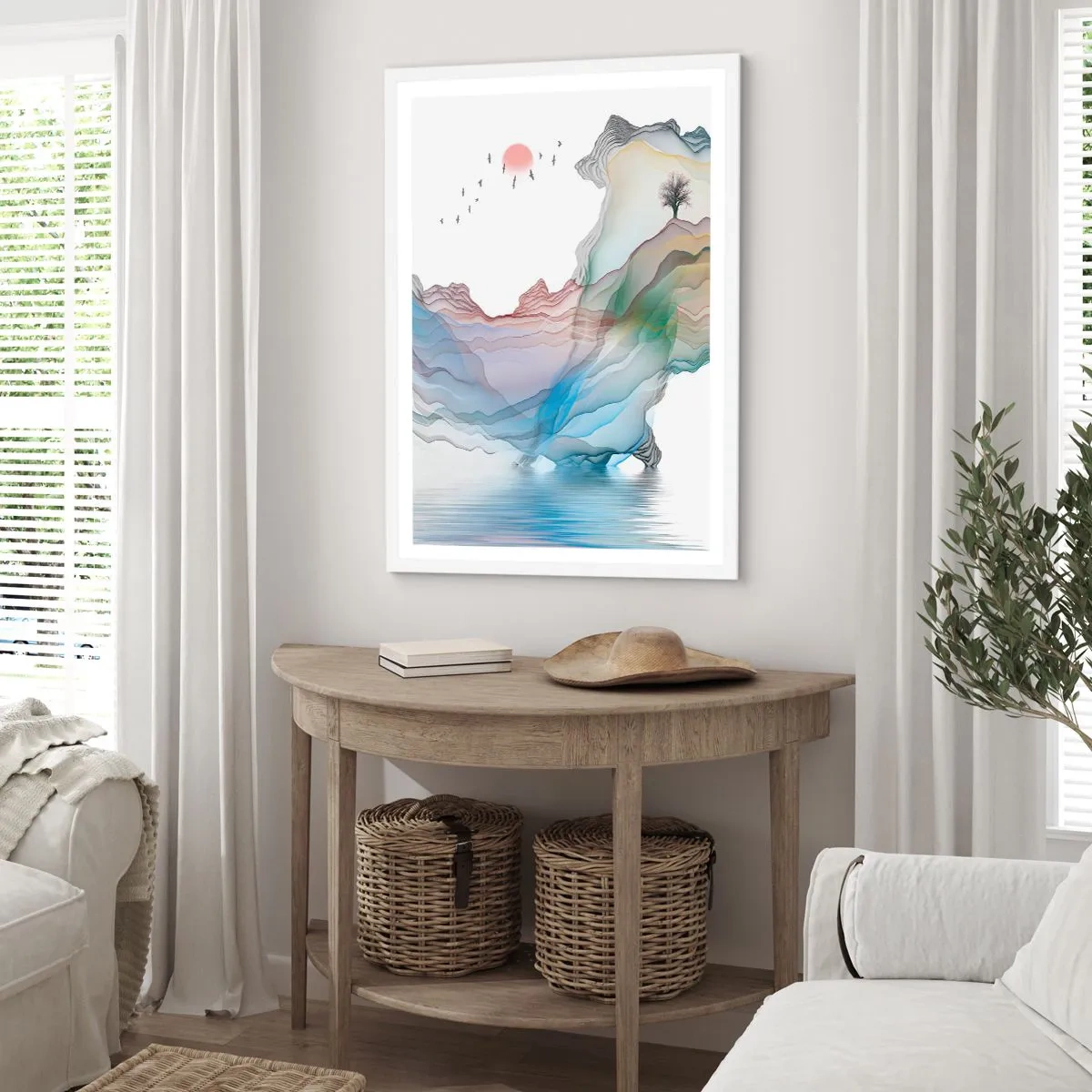 Pôster em moldura branca - Em direção às montanhas de cristal - 61x91 cm