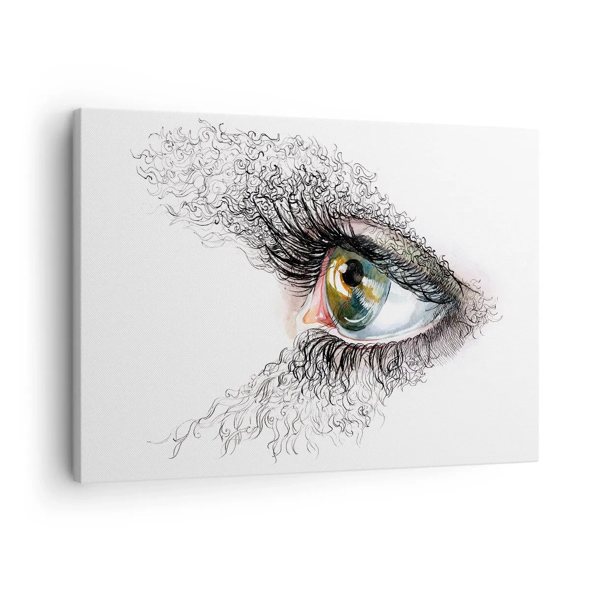 Quadro em tela - Um olho artístico com íris verde-amarelada e detalhes complexos. - 70x50cm - Olhe diretamente para a alma - Decoração de parede moderna para a sala de estar e quarto ARTTOR