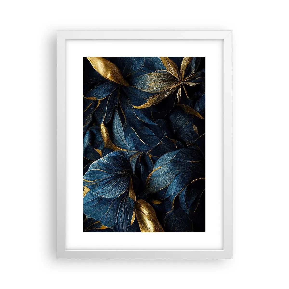 Pôster em moldura branca - Forrado com ouro - 30x40 cm