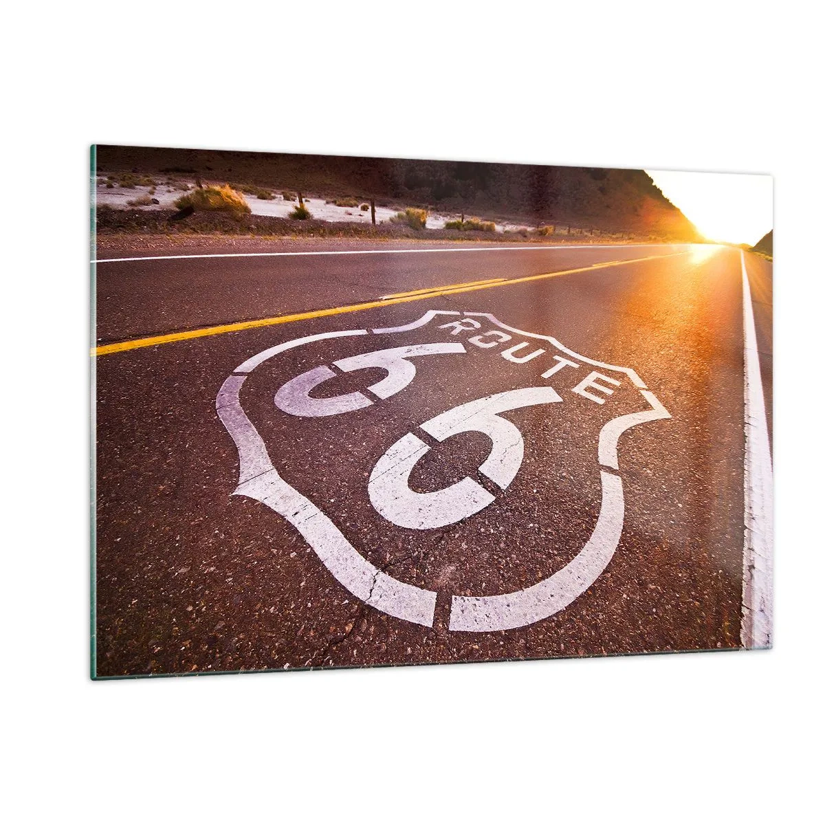 Quadro em vidro - A famosa estrada 66 - 120x80 cm