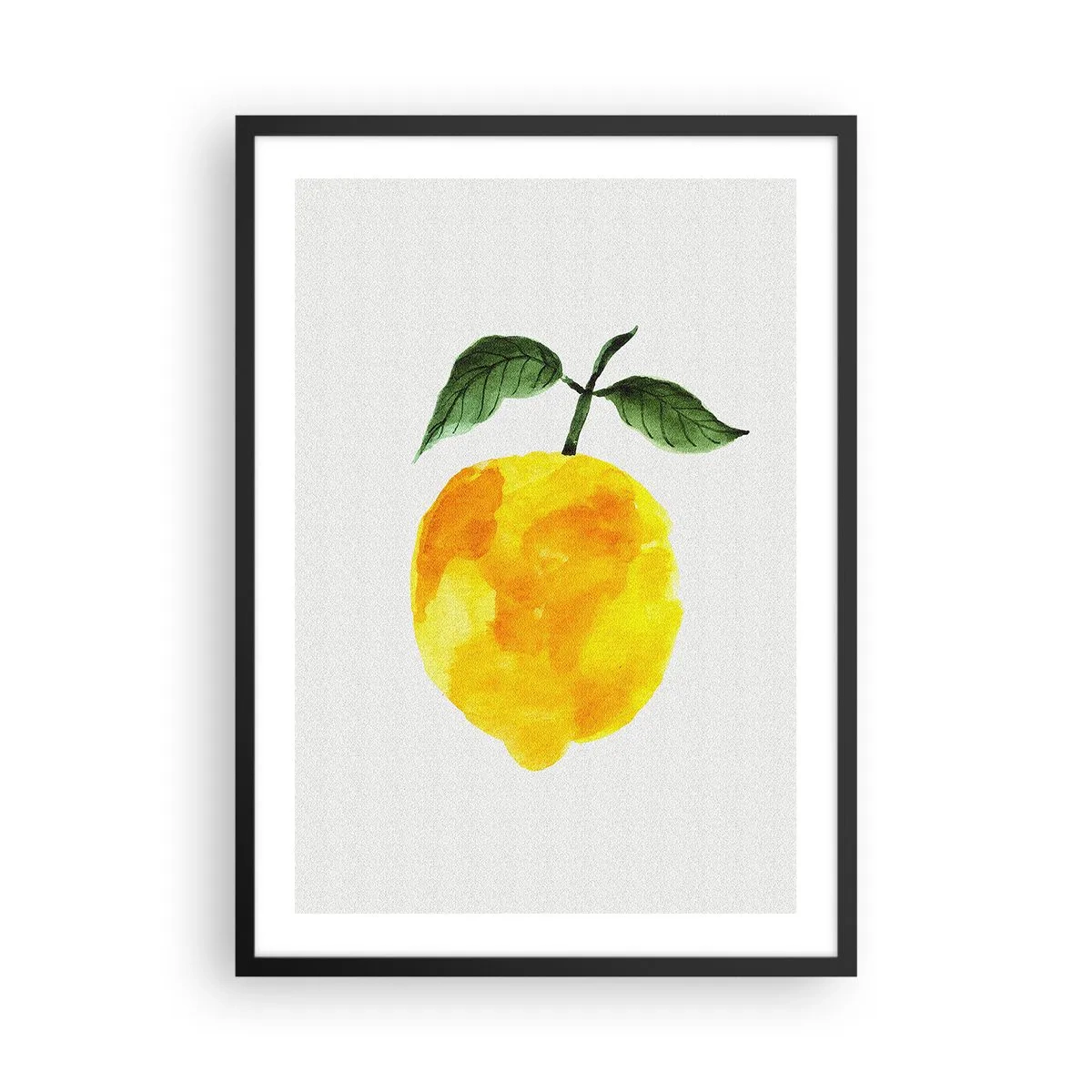 Pôster com moldura preta - Ilustração em aquarela de um limão com folhas em um fundo claro - 50x70cm - Como saborear o sol - Decoração de parede moderna para a sala de estar e quarto ARTTOR