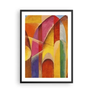 Pôster com moldura preta - Abstração colorida com formas geométricas - 50x70cm - Catedral do Sol - Decoração de parede moderna para a sala de estar e quarto ARTTOR