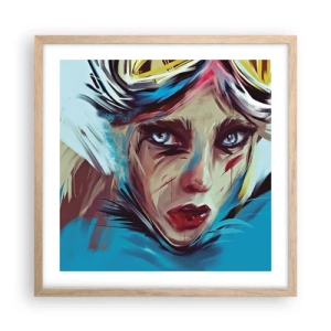 Pôster com moldura de carvalho claro - A guerreira das estradas - 50x50 cm