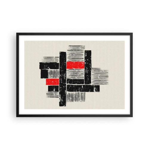 Pôster com moldura preta - Vermelho e preto - 70x50 cm