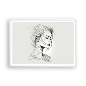 Pôster em moldura branca - Retrato em pensamento - 100x70 cm