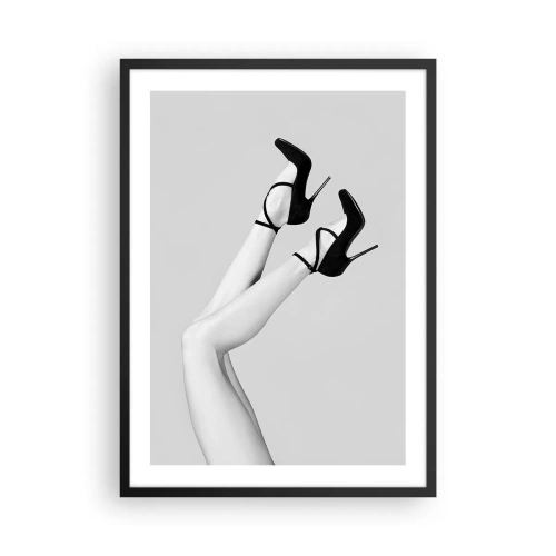 Pôster com moldura preta - Pernas estilosas em saltos altos pretos - 50x70cm - De cabeça para baixo - Decoração de parede moderna para a sala de estar e quarto ARTTOR