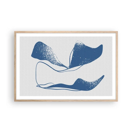 Pôster com moldura de carvalho claro - Abstração alada - 91x61 cm