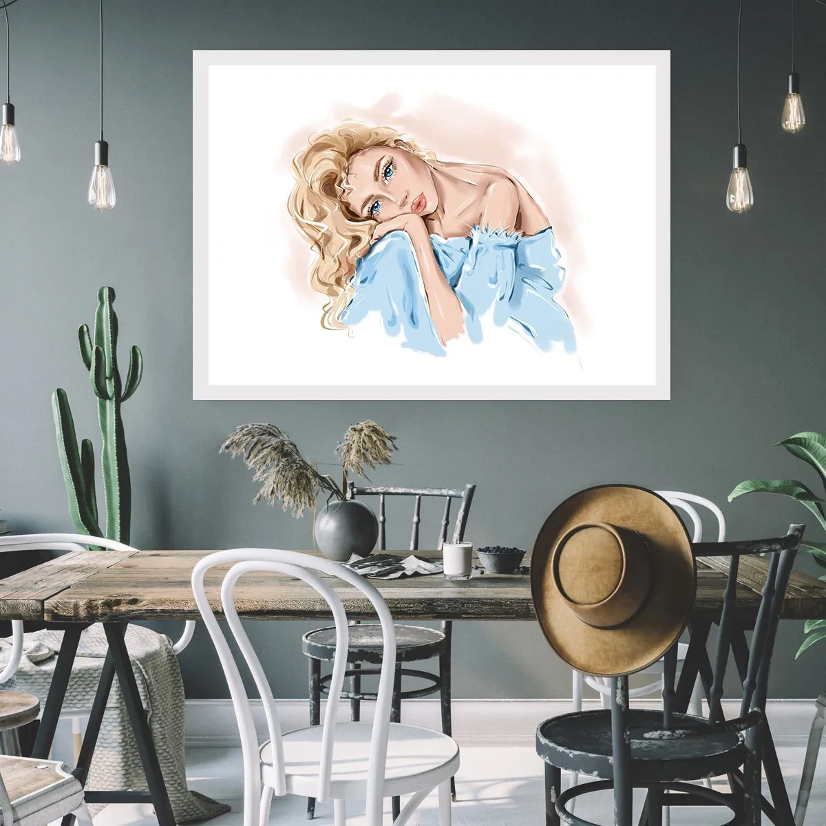 Pôster - Sonhadora em azul - 91x61 cm