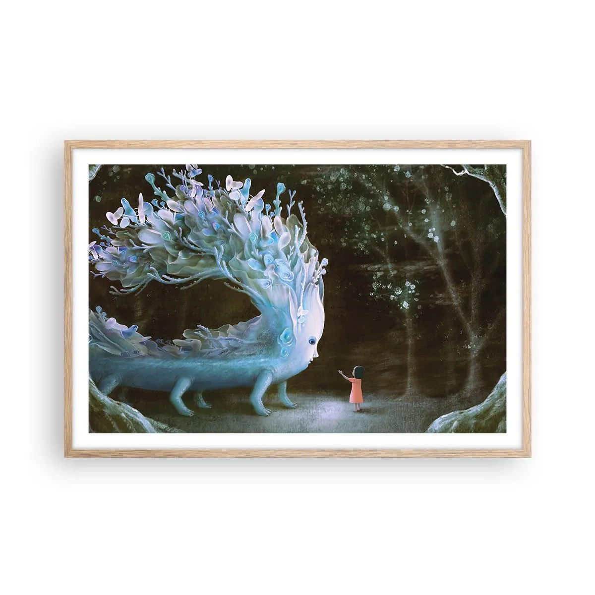 Pôster com moldura de carvalho claro - Encontro fantástico - 91x61 cm
