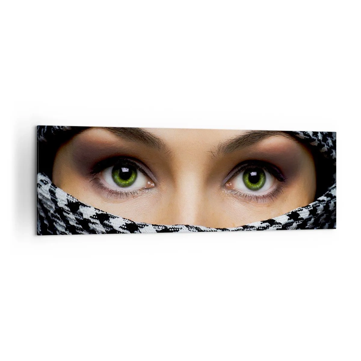 Quadro em tela - Retrato de uma beleza velada de olhos verdes - 160x50 cm