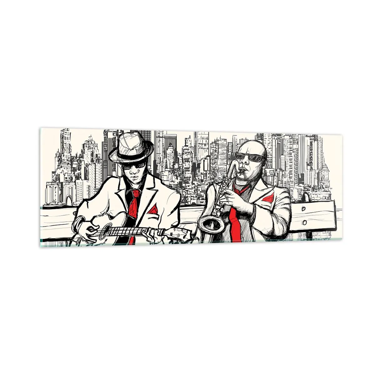 Quadro em vidro - Improvisação nova-iorquina - 90x30 cm