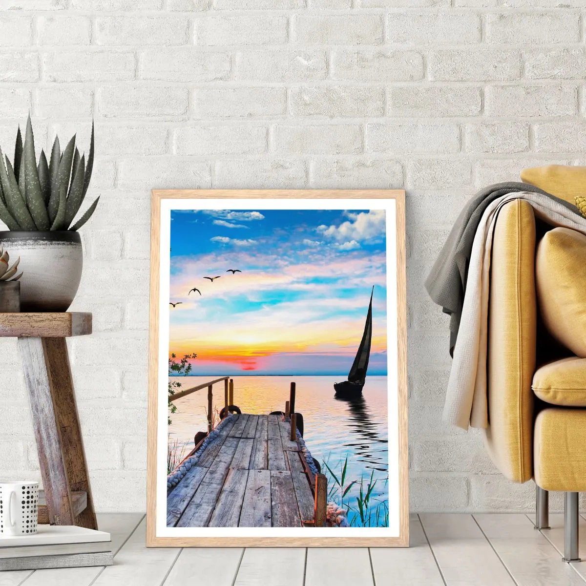 Pôster com moldura de carvalho claro - Boa noite - 30x40 cm