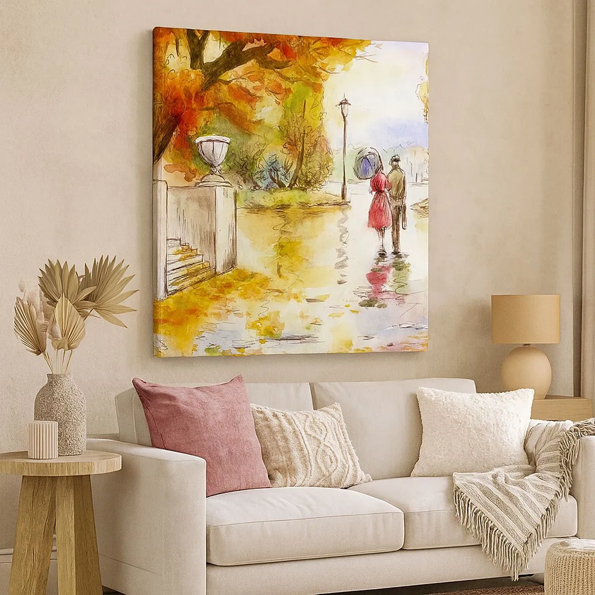 Quadro em tela - Outono romântico no parque - 30x30 cm