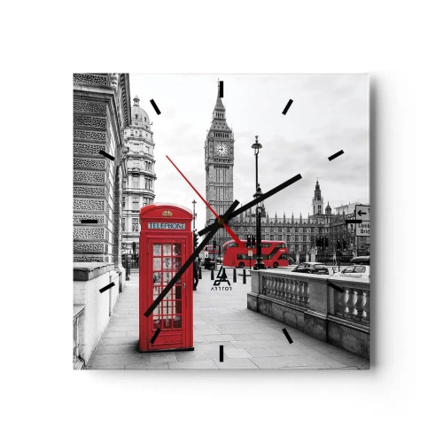 Relógio de parede - Relógio em vidro - Sem dúvida, Londres - 30x30 cm