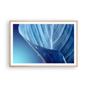 Pôster com moldura de carvalho claro - Gotas escondidas no azul - 91x61 cm