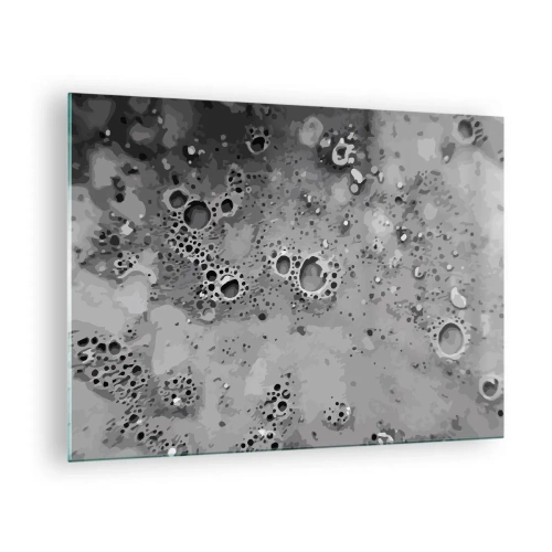Quadro em vidro - Um padrão abstrato que lembra a superfície da lua em tons de cinza. - 70x50cm - Como uma paisagem lunar - Decoração de parede moderna para a sala de estar e quarto ARTTOR