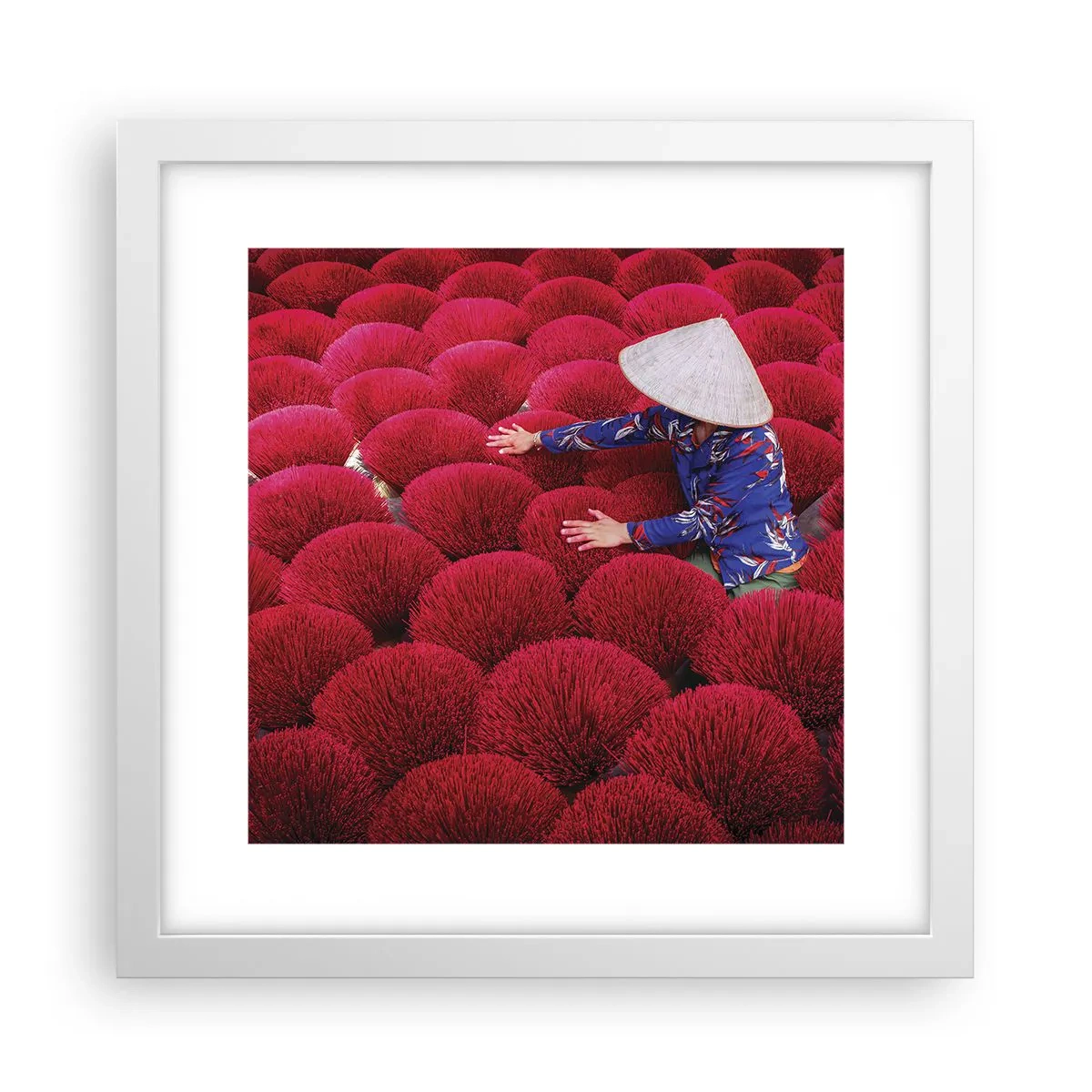 Pôster em moldura branca - No campo de arroz - 30x30 cm