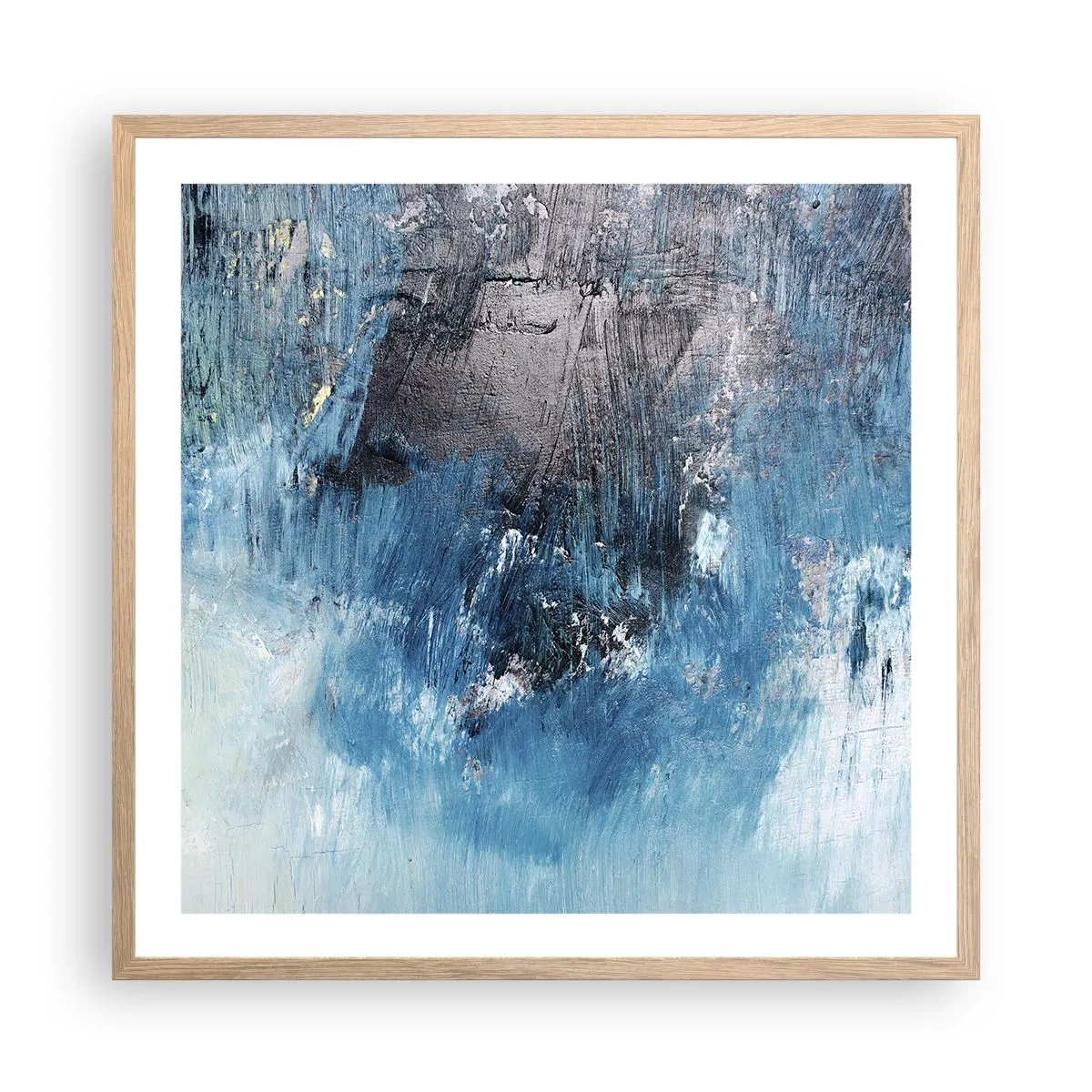 Pôster com moldura de carvalho claro - Rapsódia em azul - 60x60 cm