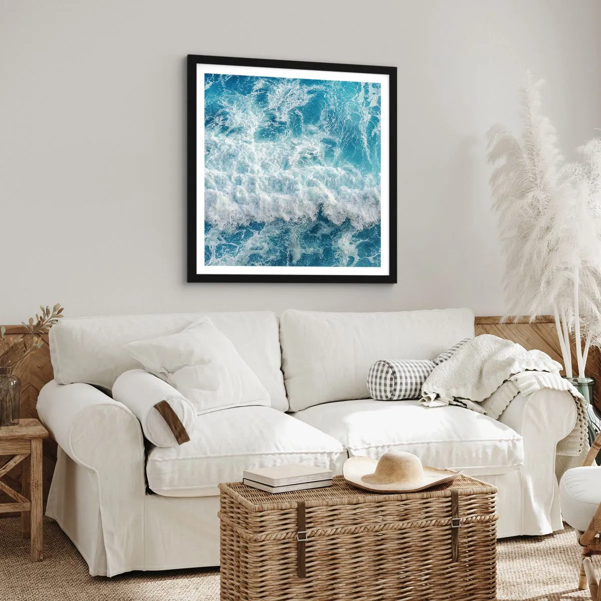 Pôster com moldura preta - Alegremente e aos saltos - 60x60 cm