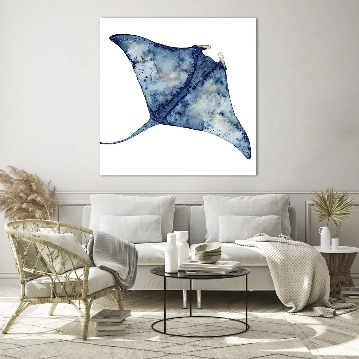 Quadro em vidro - A vida em azul - 30x30 cm