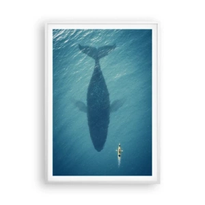 Pôster em moldura branca - Encontro no oceano - 70x100 cm