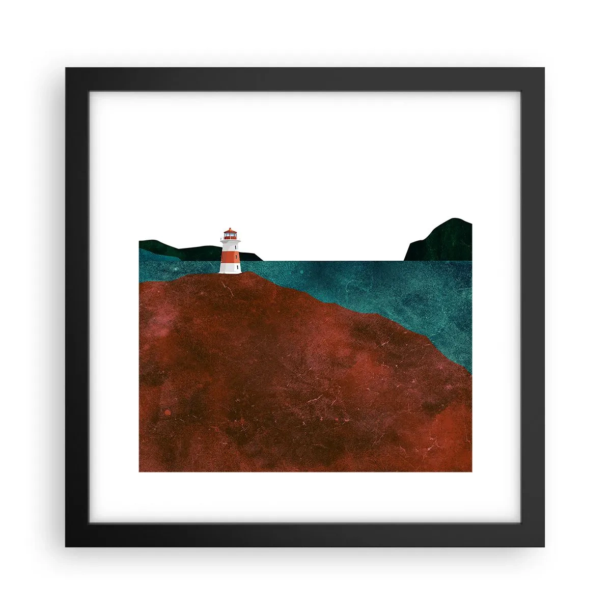 Pôster com moldura preta - Olhando para o mar - 30x30 cm