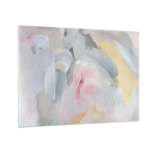 Quadro em vidro - Composição abstrata em cores pastel - 70x50cm - Em um mundo pastel - Decoração de parede moderna para a sala de estar e quarto ARTTOR