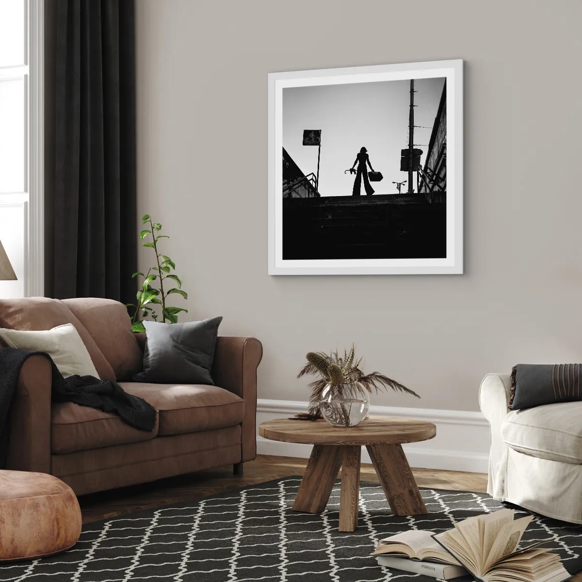 Pôster em moldura branca - Caminhadas urbanas - 40x40 cm