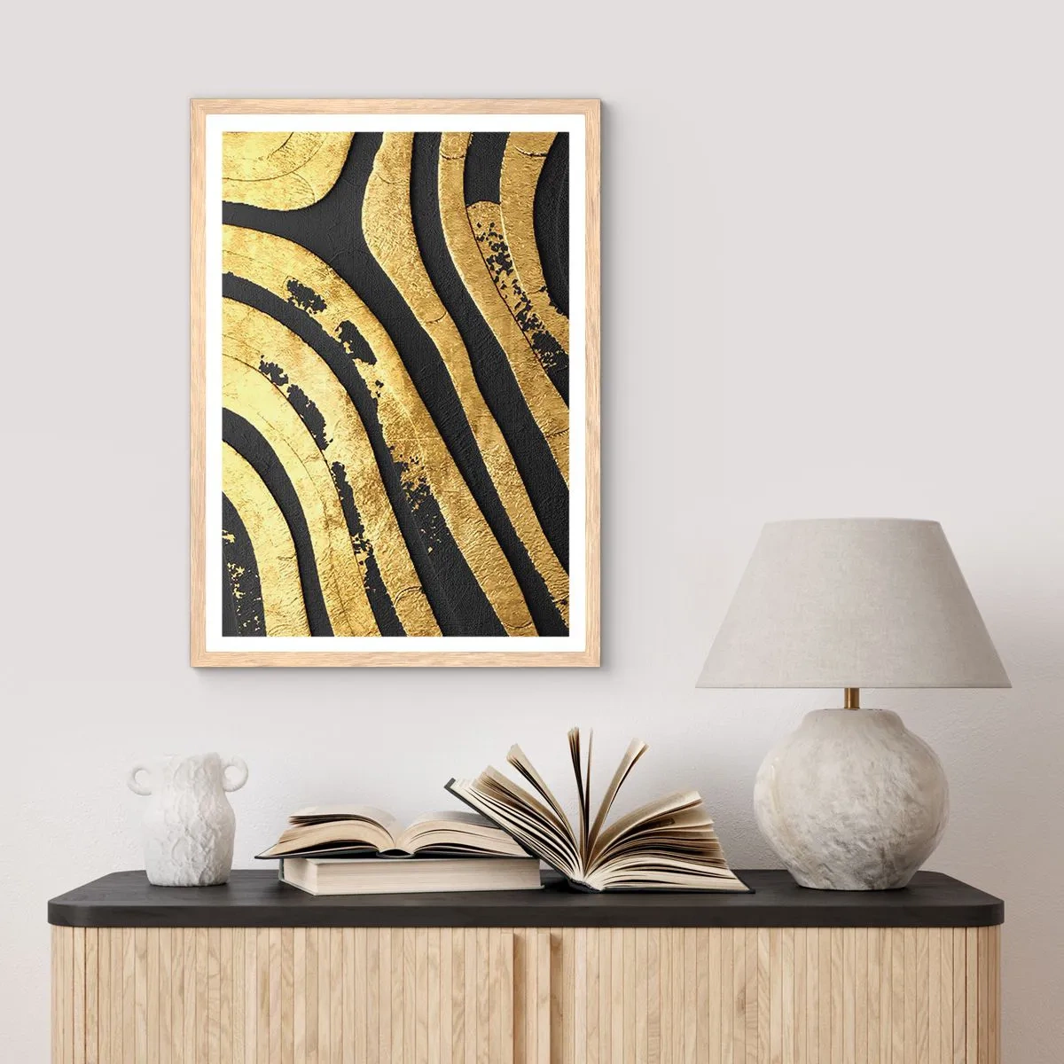 Pôster com moldura de carvalho claro - Tudo flui - 61x91 cm