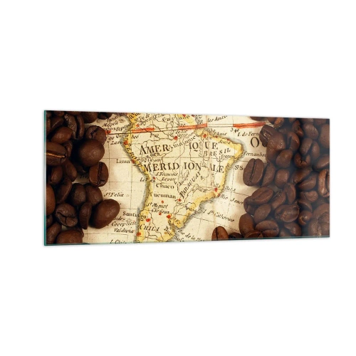 Quadro em vidro - De onde vem o melhor café? - 100x40 cm
