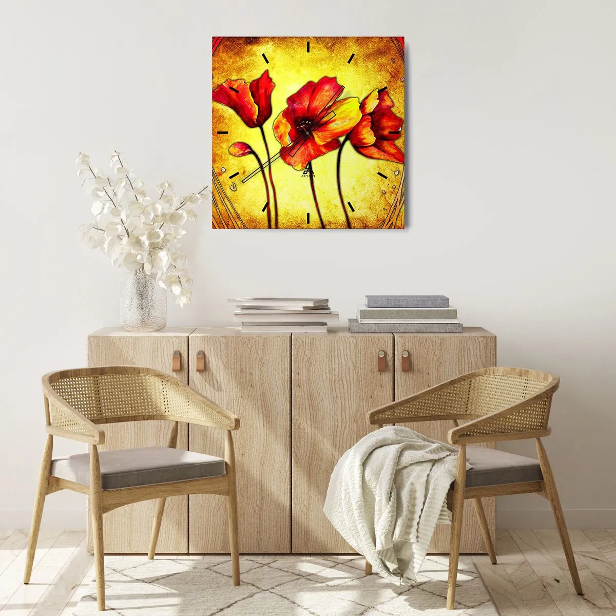 Relógio de parede - Relógio em vidro - Decoração da secessão - 40x40 cm