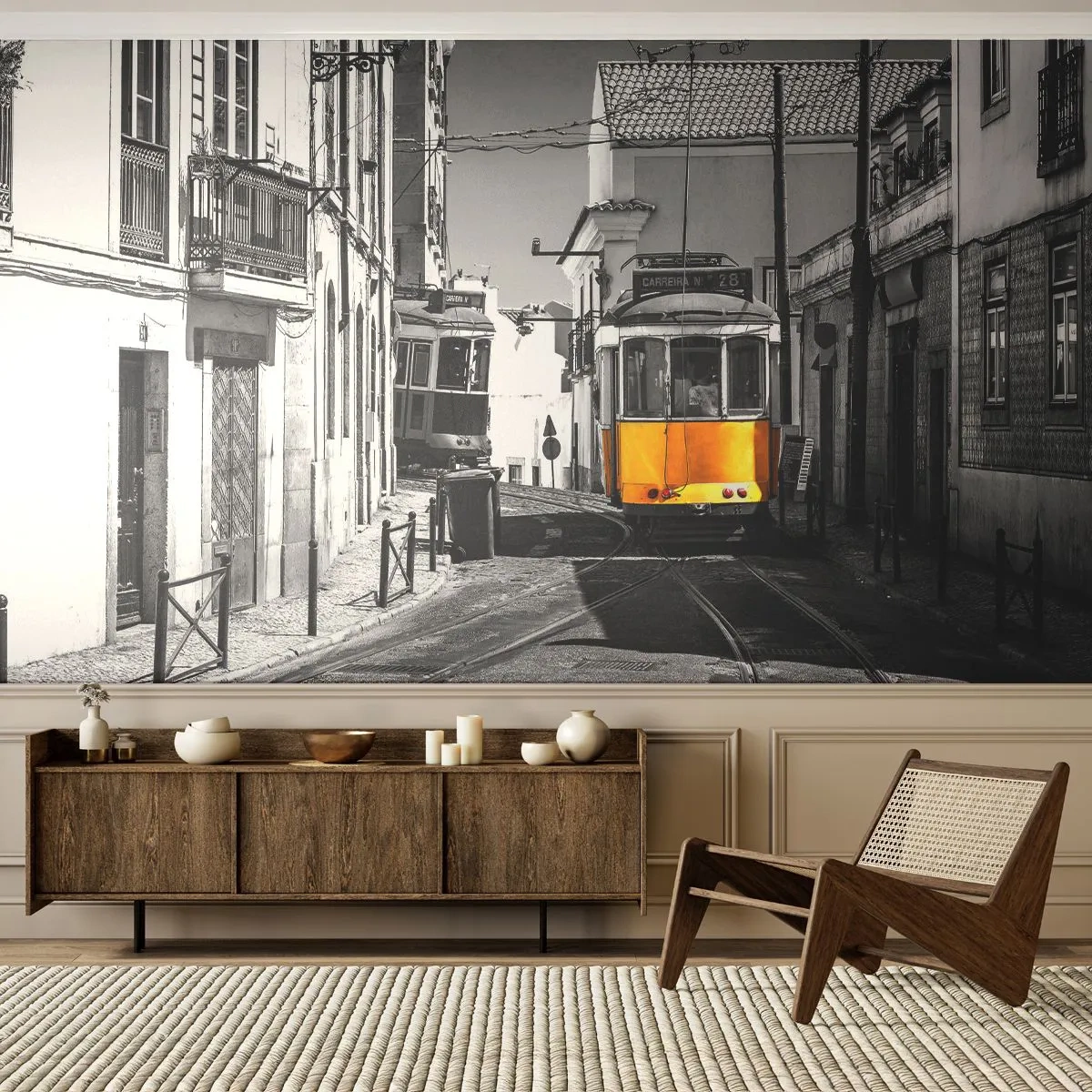 Papel de Parede Premium Canvas - O Espírito de Lisboa - Cidade, Lisboa, Arquitetura - 500x350 cm