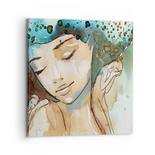 Quadro em tela - Dama em azul - 70x70 cm