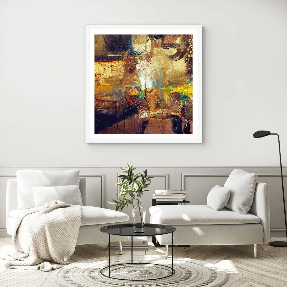 Pôster em moldura branca - Frio, mais quente, quente - 40x40 cm