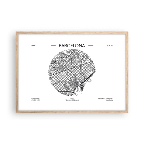 Pôster com moldura de carvalho claro - Anatomia de Barcelona - 70x50 cm