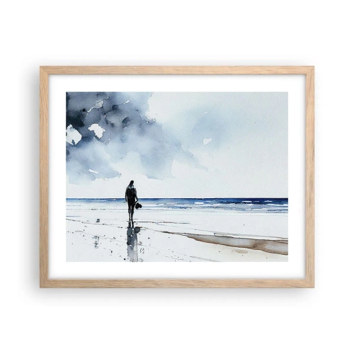 Pôster com moldura de carvalho claro - Conversa com o mar - 50x40 cm