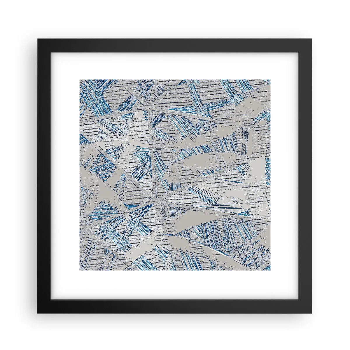 Pôster com moldura preta - Em um labirinto azul e cinza - 30x30 cm