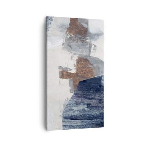 Quadro em tela - Formas azuis e marrons - 45x80 cm