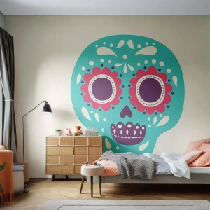 Papel de Parede Autocolante Deluxe Sticker - Vida – diversão até a morte - Crânio, México, mexicano - 100x70 cm
