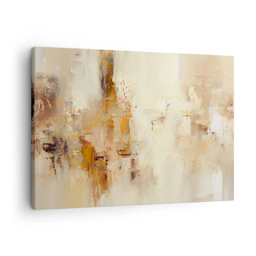 Quadro em tela - Uma composição abstrata em tons quentes de amarelo e marrom. - 70x50cm - Alma de âmbar - Decoração de parede moderna para a sala de estar e quarto ARTTOR