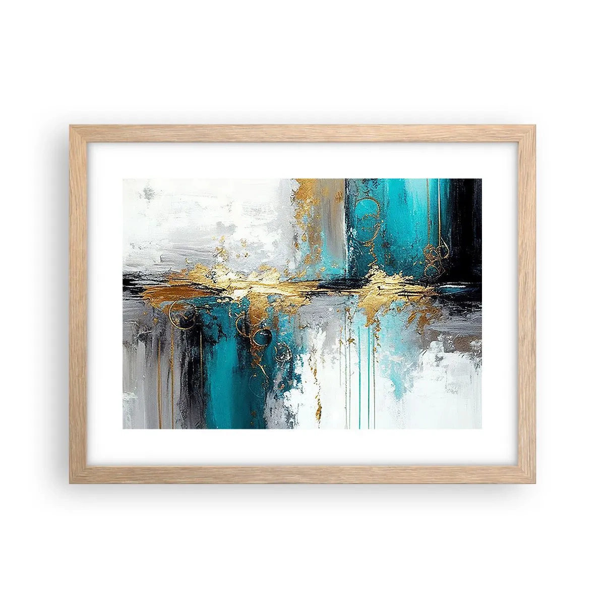 Pôster com moldura de carvalho claro - Tudo flui - 40x30 cm