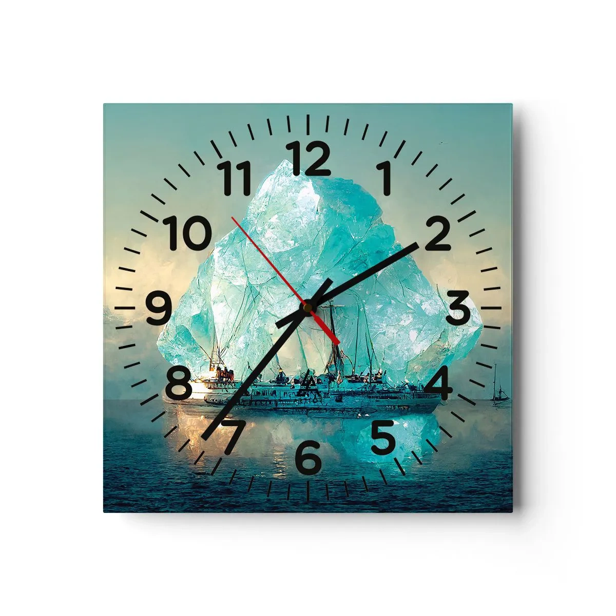 Relógio de parede - Relógio em vidro - Diamante Ártico - 40x40 cm