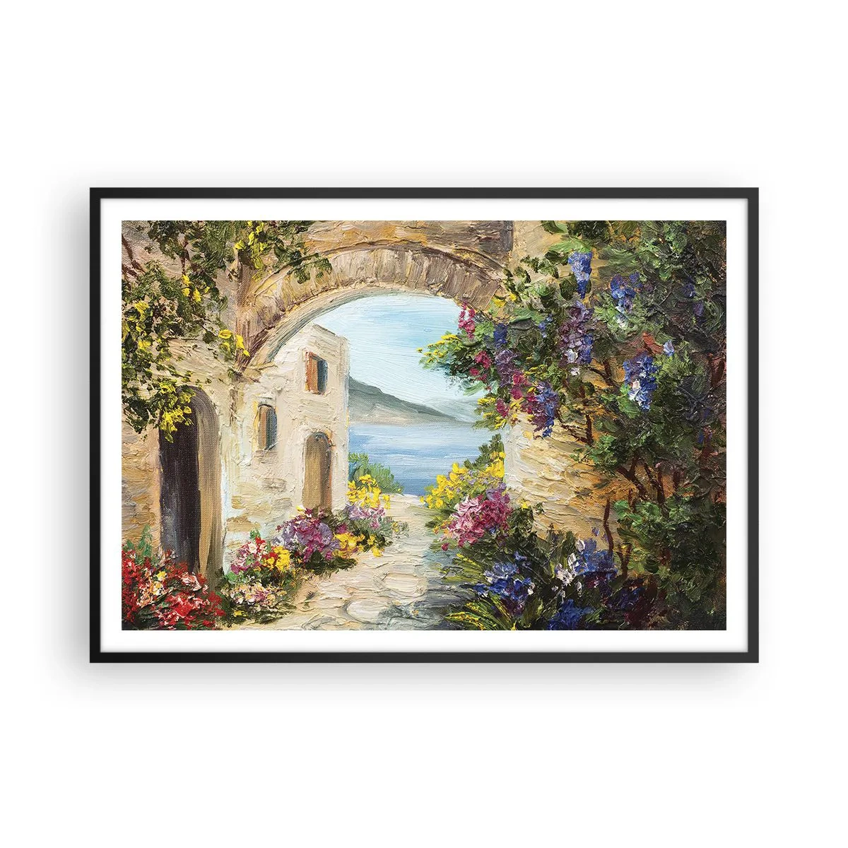 Pôster com moldura preta - O encanto da província costeira - 100x70 cm