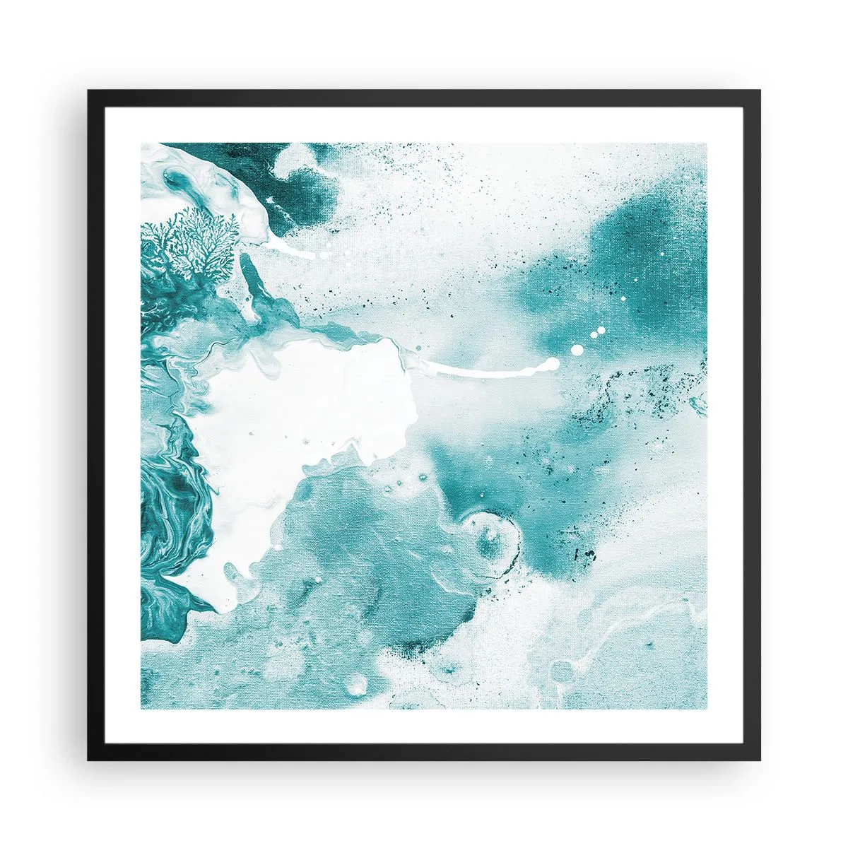 Pôster com moldura preta - Inundado em azul - 60x60 cm