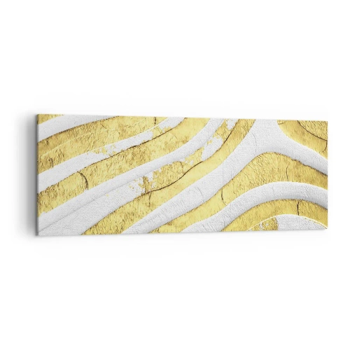 Quadro em tela - Composição a branco e ouro - 140x50 cm