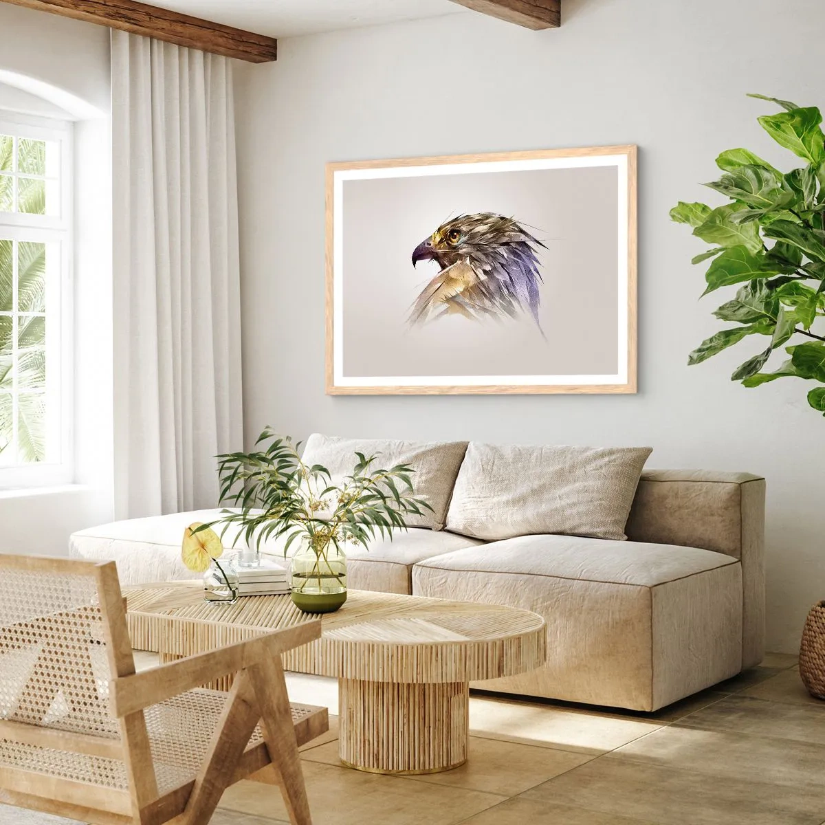 Pôster com moldura de carvalho claro - Retrato de um guerreiro - 70x50 cm