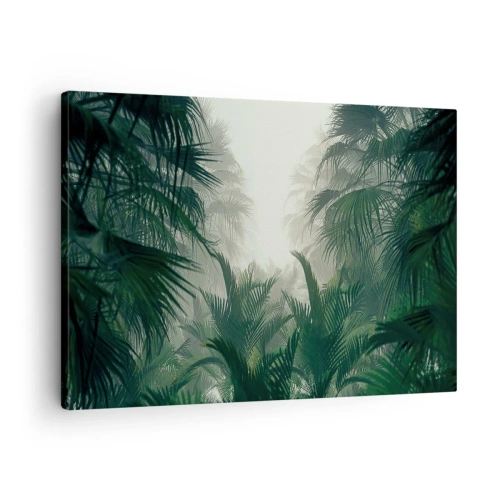 Quadro em tela - Vegetação tropical em densa neblina de floresta tropical - 70x50cm - Mistério tropical - Decoração de parede moderna para a sala de estar e quarto ARTTOR
